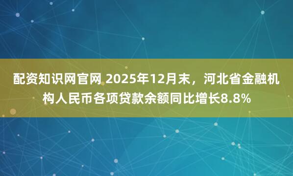 配资知识网官网 2025年12月末，河北省金融机构人民币各项贷款余额同比增长8.8%